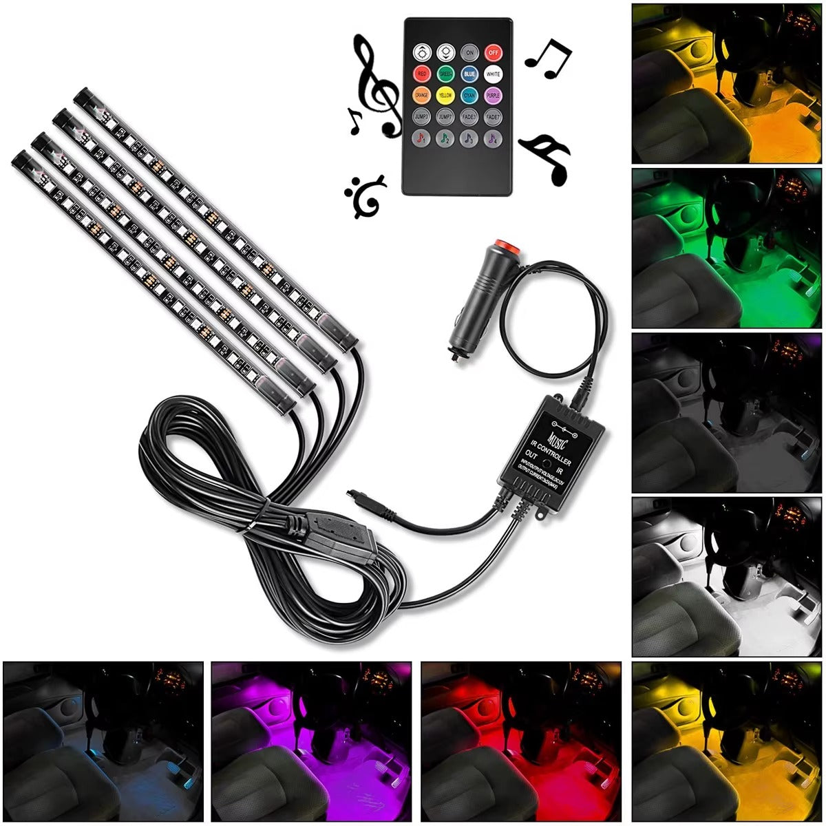 RGB Car Interior LED Light Strip — App & Music Sync